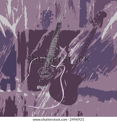 Color illustration with elements of guitars