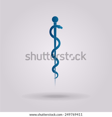 Rod of Asclepius Snake Coiled Up Silhouette Isolated on