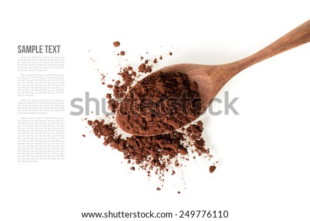 cocoa powder and wooden tea spoon Royalty-Free Stock Photo #249776110
