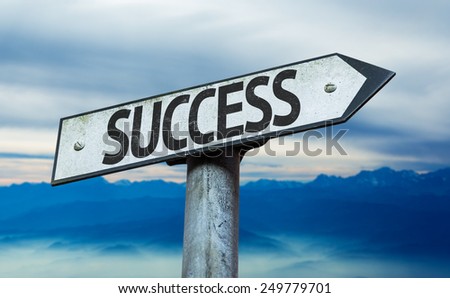 Success sign with sky background