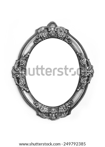 oval metal gray frame isolated on a white background.