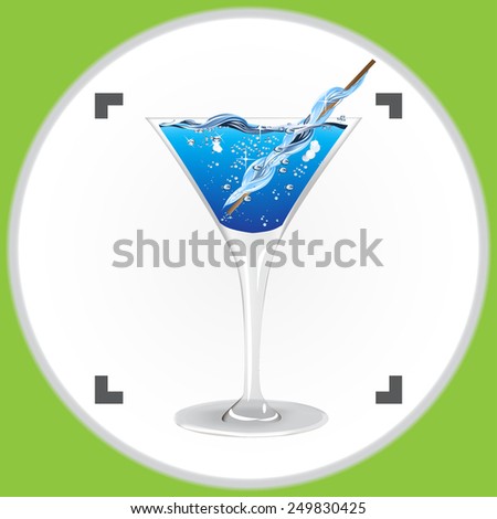 In the sight glass with a drink vector