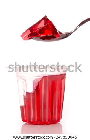 Spoon on red gelatin Royalty-Free Stock Photo #249850045