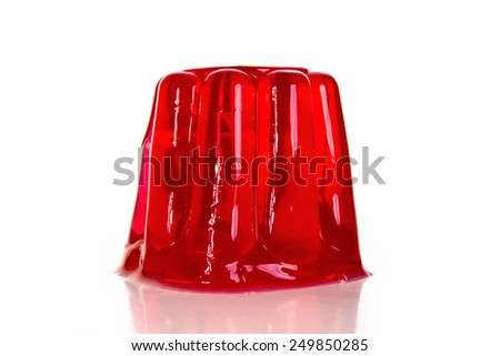 Red gelatine isolated on white background Royalty-Free Stock Photo #249850285