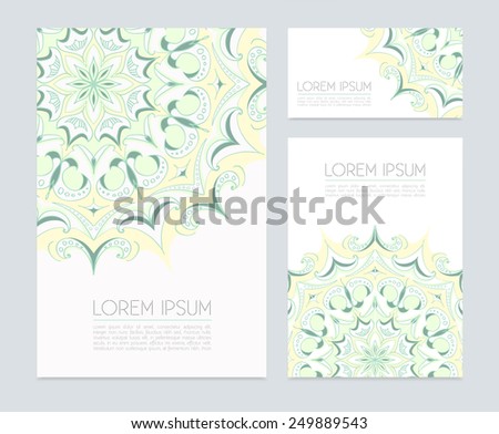 Business cards with hand drawn  floral ornaments. Vector illustration eps 10