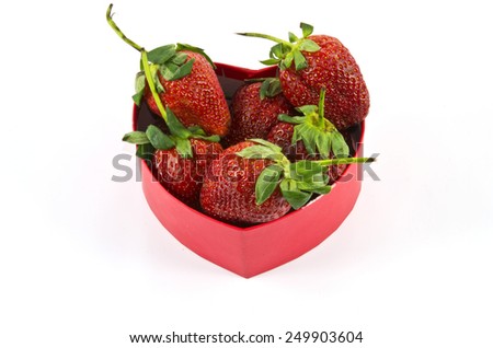Fresh strawberries in heart shape box for valentines day