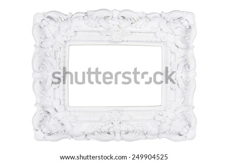 White carved picture frame isolated over white with clipping path.
