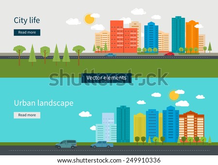 Flat design modern vector illustration icons set of urban landscape and city life. Building icon Royalty-Free Stock Photo #249910336