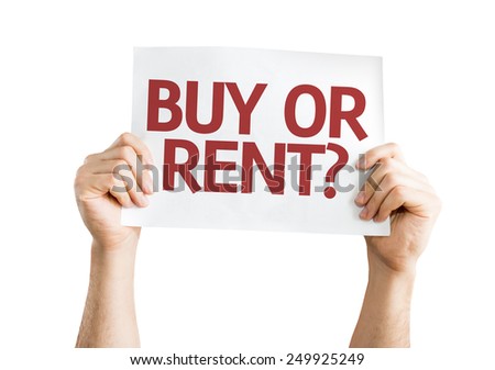 Buy or Rent? card isolated on white background
