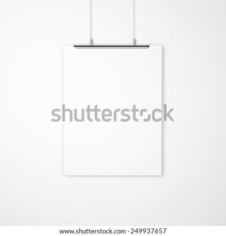 White empty paper with clips on the wall
