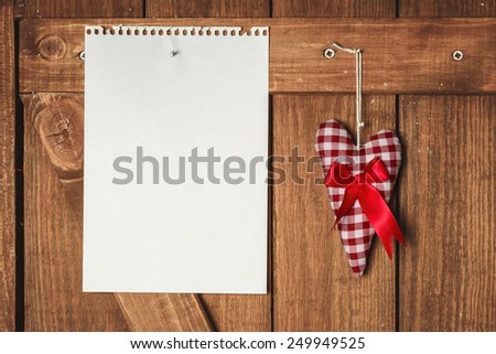 Blank Note With Picture And Heart On Clothesline