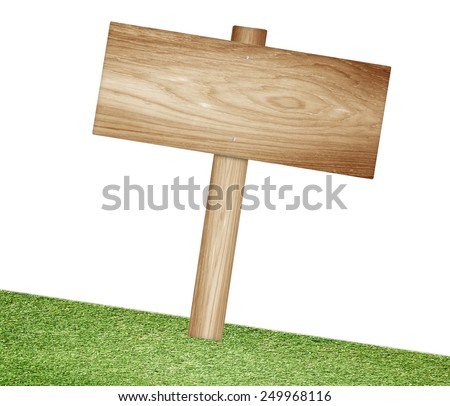 Wooden old sign isolated on background white.