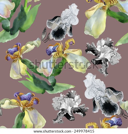 Seamless floral pattern on brown background vector illustration
