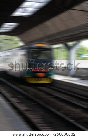 photo of an oncoming train with motion blur