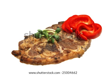 roast lamb steak and hot chili sauce
