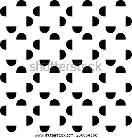 Black and white geometric seamless pattern with semicircle, abstract background, vector, illustration.