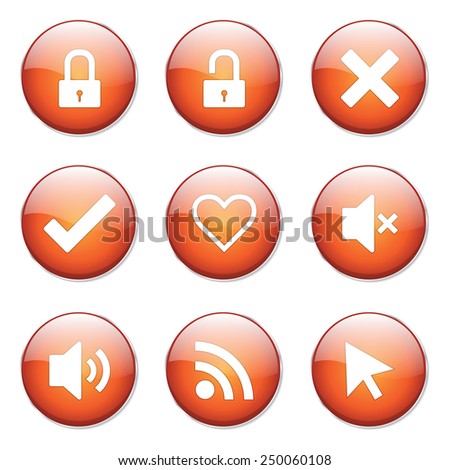 SEO Internet Sign Orange Vector Button Icon Design Set 4