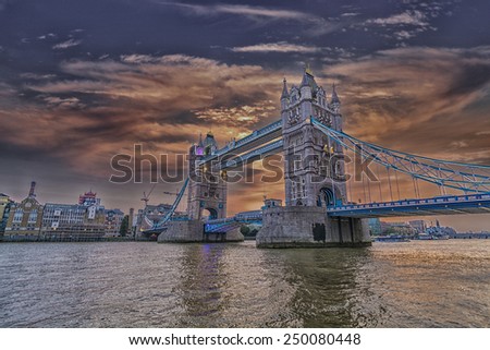 London Bridge at sunset.