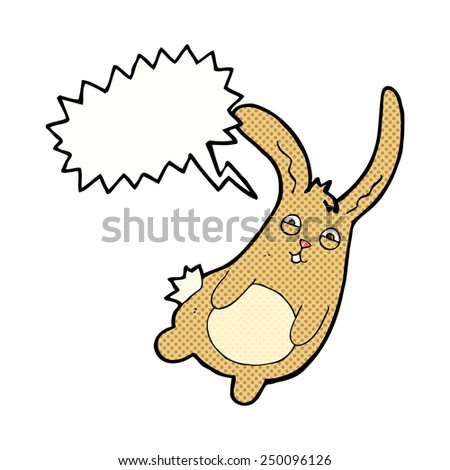 funny cartoon rabbit with speech bubble