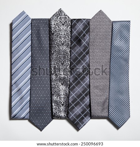 different set of luxury tie on white background Royalty-Free Stock Photo #250096693