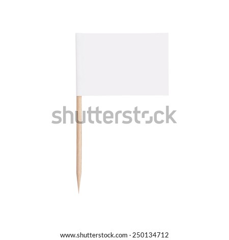 white paper flag. Ready for a Message. Isolated on white background.With clipping path Royalty-Free Stock Photo #250134712