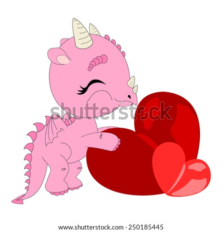 Cartoon  dragon with heart