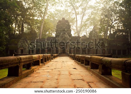 Ancient temples of Ta Prohm Temple, Angkor, Cambodia  Royalty-Free Stock Photo #250190086