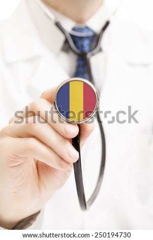 National flag on stethoscope conceptual series - Romania