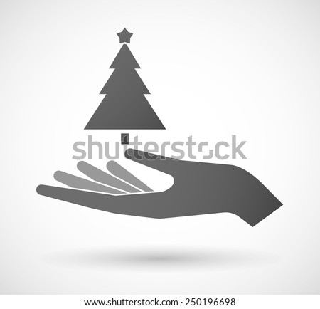 Illustration of a hand giving a christmas tree
