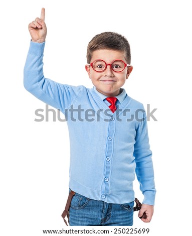 The boy comes up with ideas and having fun in the studio Royalty-Free Stock Photo #250225699