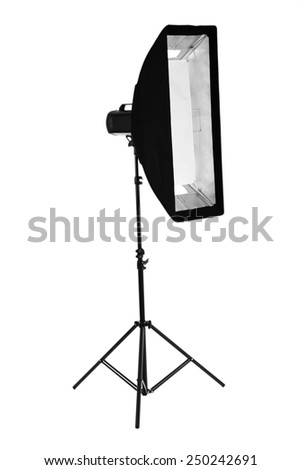 Camera flash with soft box isolated on white