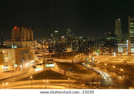 Boston aerial view at night