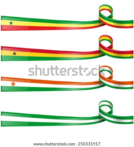 africa flag set on white background 