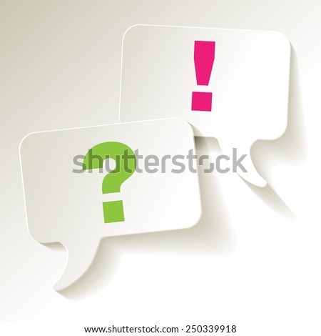 speech bubbles question mark green exclamation pink  Royalty-Free Stock Photo #250339918