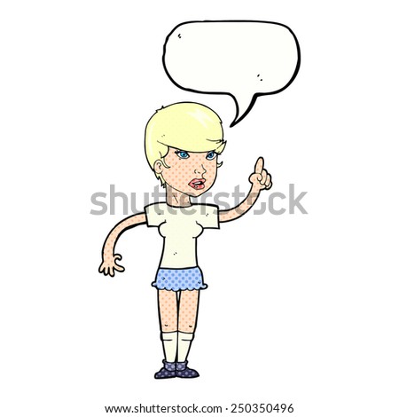 cartoon woman with idea with speech bubble