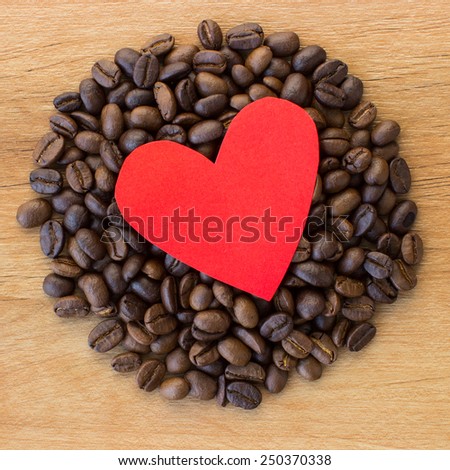 Red Paper Heart on Coffee Beans - Valentines Day Background