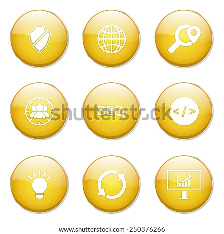 SEO Internet Sign Yellow Vector Button Icon Design Set 2