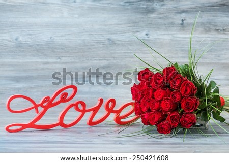 Beautiful bouquet of red roses 