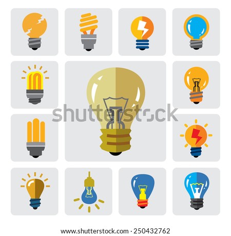 vector color bulbs icons on white background