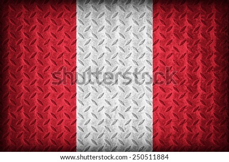 Peru flag pattern on the diamond metal plate texture ,vintage style