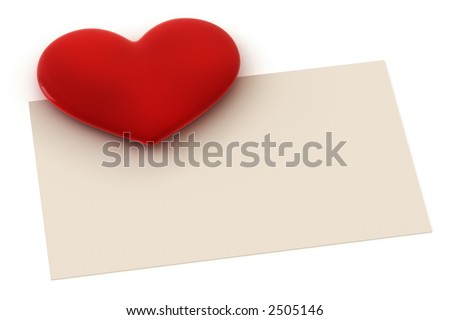 Blank valentine card with copy-space to write your own text. This is a 3D rendered picture.