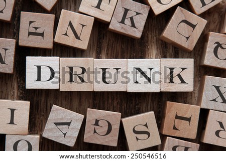 text of DRUNK on cubes
