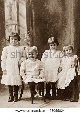 Four Children Vintage Photograph