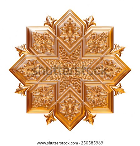 Gold decorative scope in modern style on isolated white background.