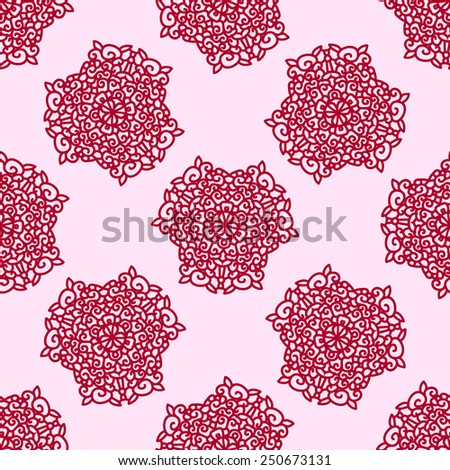 red pink seamless floral doodle romantic background for web design