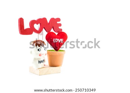 The word Love with  heart isolate on white background closeup