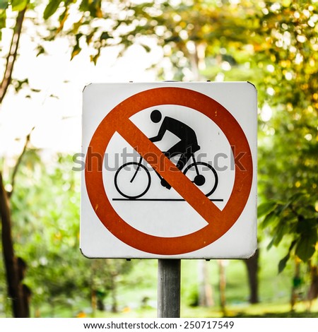 no cycling sign on park
