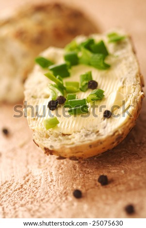 fresh baked bread with butter and chive