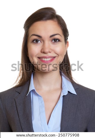 Passport picture businesswoman with brown hair