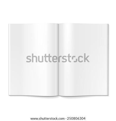 Blank Opened Magazine, Book, Booklet, Brochure. Illustration Isolated On White Background. Mock Up Template Ready For Your Design. Vector EPS10